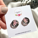 Tiny flower 12mm silver mirror acrylic round studs