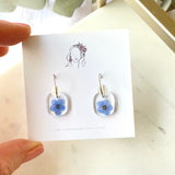 Petite square forget me not mini hoops
