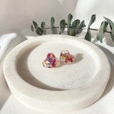 heart stud with dried flowers, 16mm