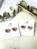 heart stud with dried flowers, 16mm