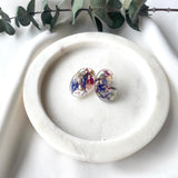 Oval flower confetti stud
