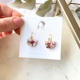 Petite half circle confetti mini hoops
