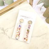 Matchstick dangles flower confetti, silver top