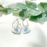 Petite square forget me not mini hoops