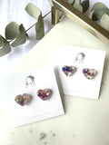 heart stud with dried flowers, 16mm